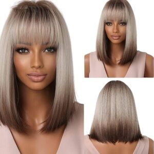 Vsadsau Champagne 14” Medium Length Straight Hair Wig-LC2067-1 color F010510